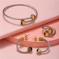 Open Smiley Stainless Steel Hip Hop Titanium Steel Stud Earrings Ring Bracelet Set Of Three	 Supplier