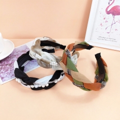 Korean Version Of The Mesh Pearl Vintage Braided Wide Hair Band Distributor