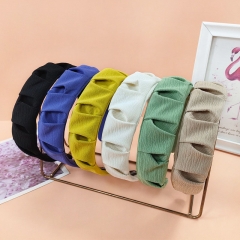 Korean Fabric Ruffle Retro Wide Version Of Elegant Headband Distributor