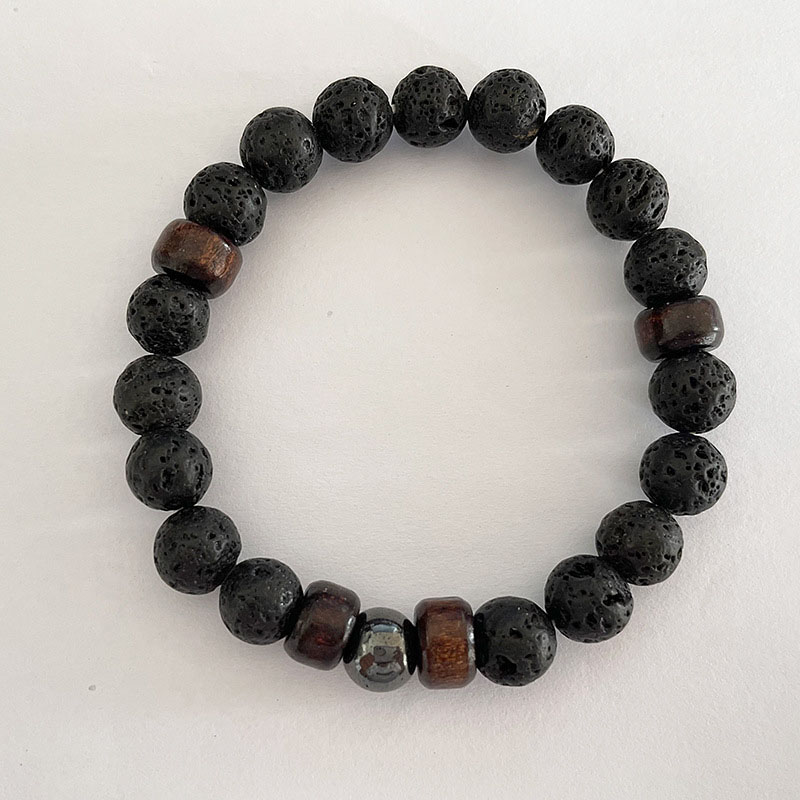 8mm Volcanic Stone Wooden Bead String Natural Stone Bracelet Energy Supplier