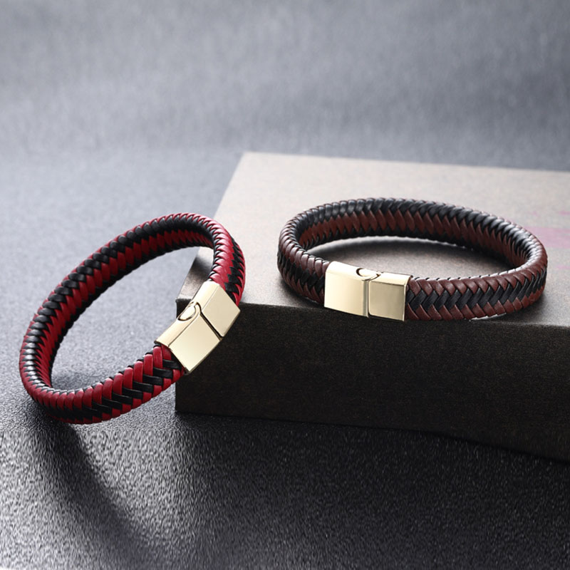 Wholesale Leather Bracelets Vintage Handmade Braided Magnetic Clasp Bracelet Suppliers	 Vendors