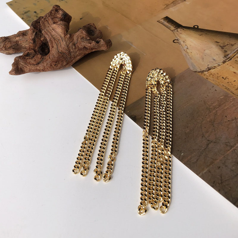 Vintage Flat Chain Long Earrings Simple Tassel U-shaped Metal Sense Chain Earrings	 Vendors