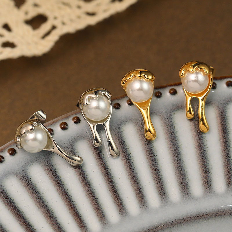 Pearl Earrings Fashion Drip Wax S925 Silver Pin Earrings	 Manufacturer