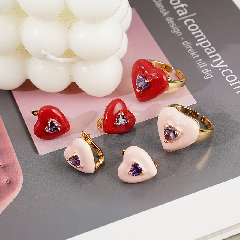 Love Earrings Korean Green Oil Drops Zirconia Earrings Buckle Fashion	 Distributor