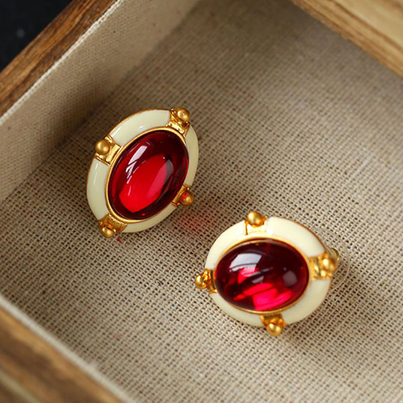 Chinese Antique Earrings Enamel Lucite Vintage Color French Studs	 Supplier