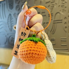 Plush Crochet Good Persimmon Peanut Keychain Charm