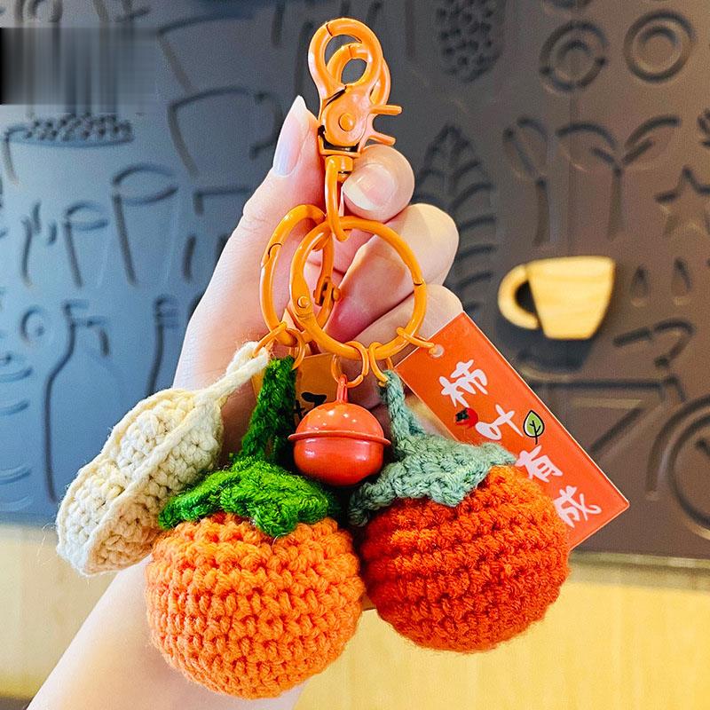 Cartoon Plush Persimmon Crochet Keychain