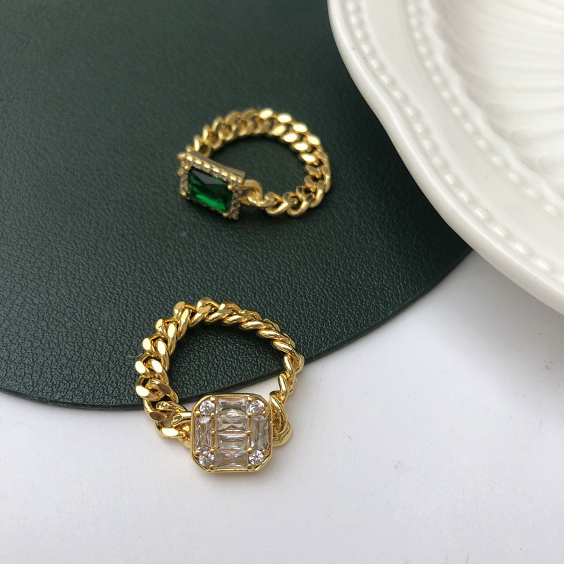 Chain Soft Chain Zirconia French Emerald Ring	 Vendors