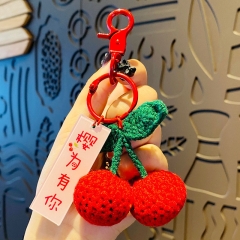 Plush Crocheted Fruit Keychain Charm