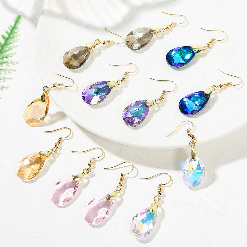 Wholesale Natural Crystal Handmade Light Luxury Zirconia Long Austrian Crystal Earrings