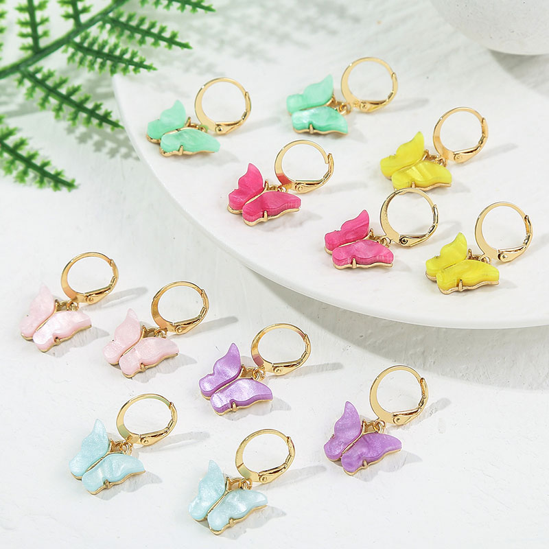 Wholesale Simple Smiley Face Butterfly Mushroom Soft Pottery Mini Earring Buckle Set
