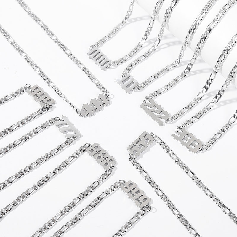 Wholesale Non-fading Titanium Steel Pendant Anklet Stainless Steel Angel Number Bracelet