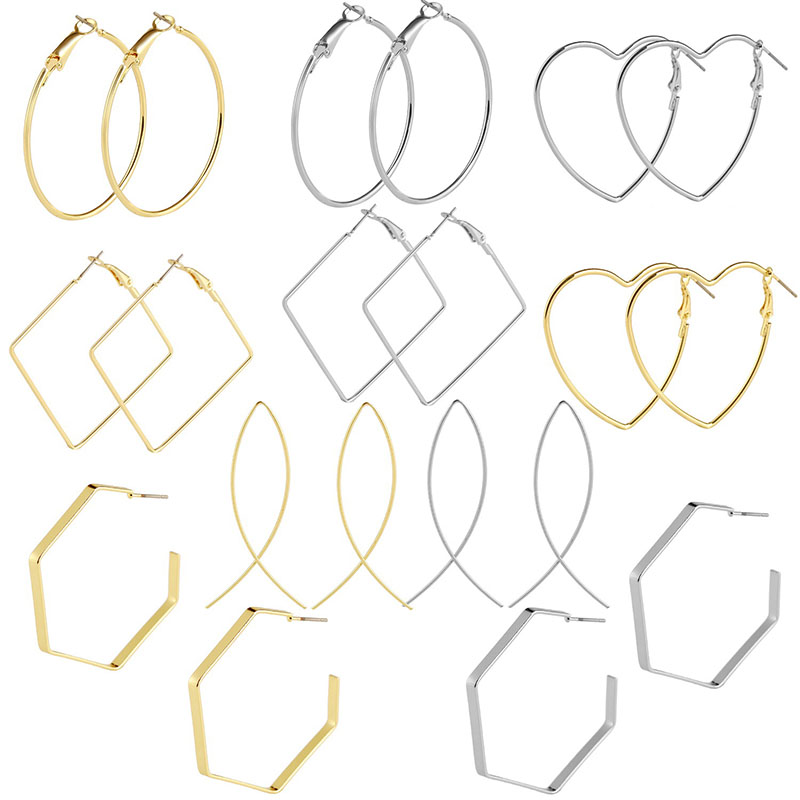 Wholesale Simple Large Circle Polygonal Geometric Vintage Earrings