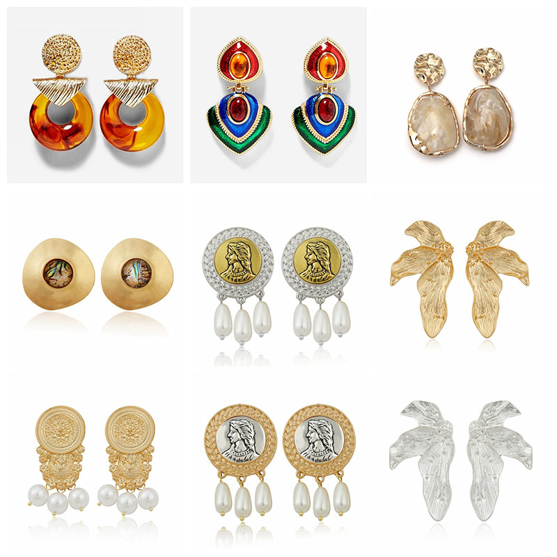 Wholesale Personalized Exaggerated Resin Fashion Snakeskin Pattern Vintage Earrings Supplier
