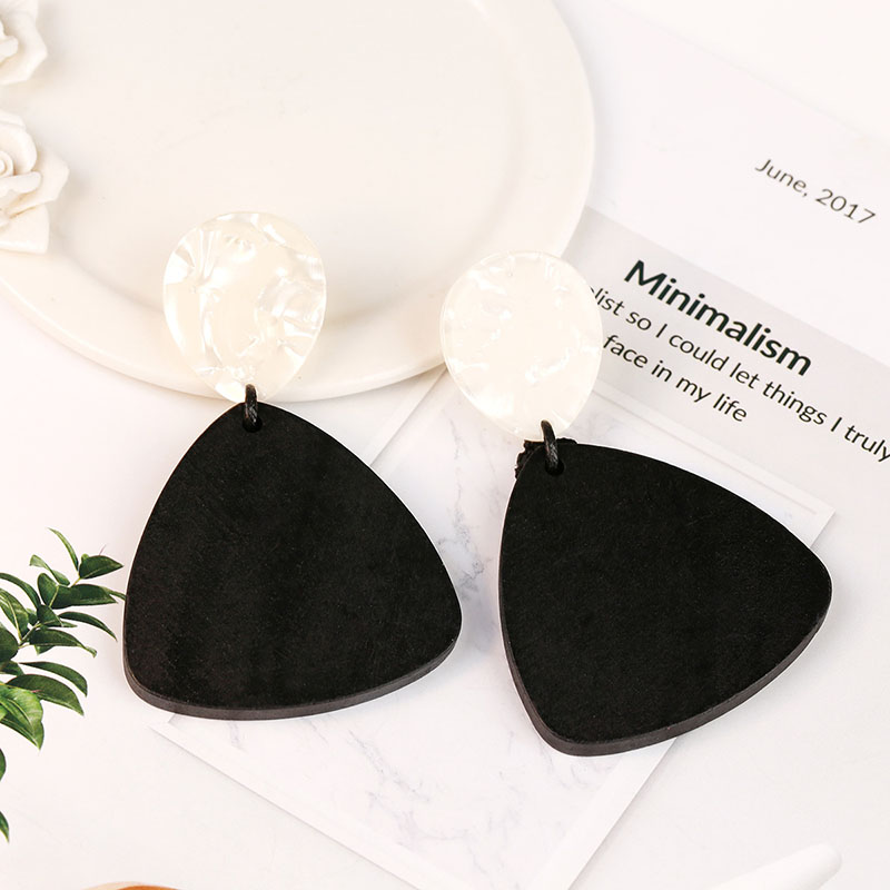 Wholesale Wooden Triangle Exaggerated Geometric Earrings
