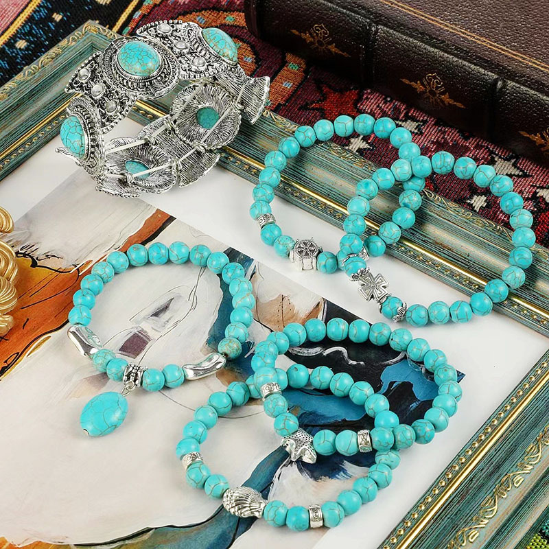 Wholesale Bohemian Ethnic Vintage Turquoise Bracelet Bead Set