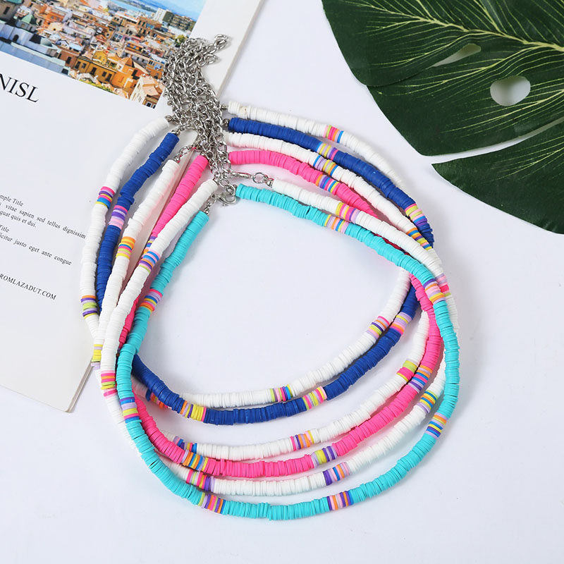 Wholesale Round Piece Colorful Bohemian Soft Pottery Necklace