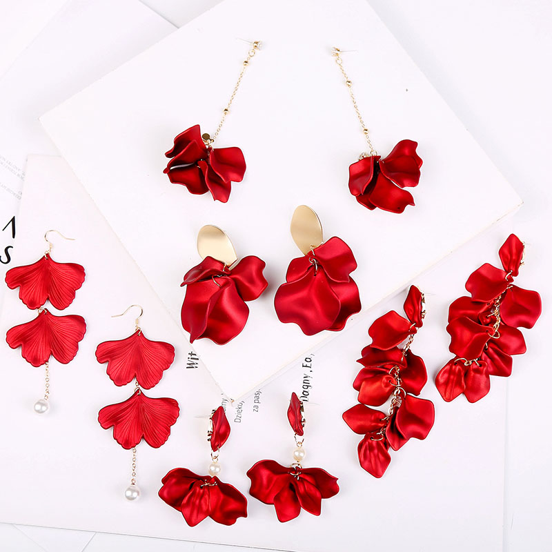 Wholesale Long Rose Tassel Simple Floral Drop Earrings