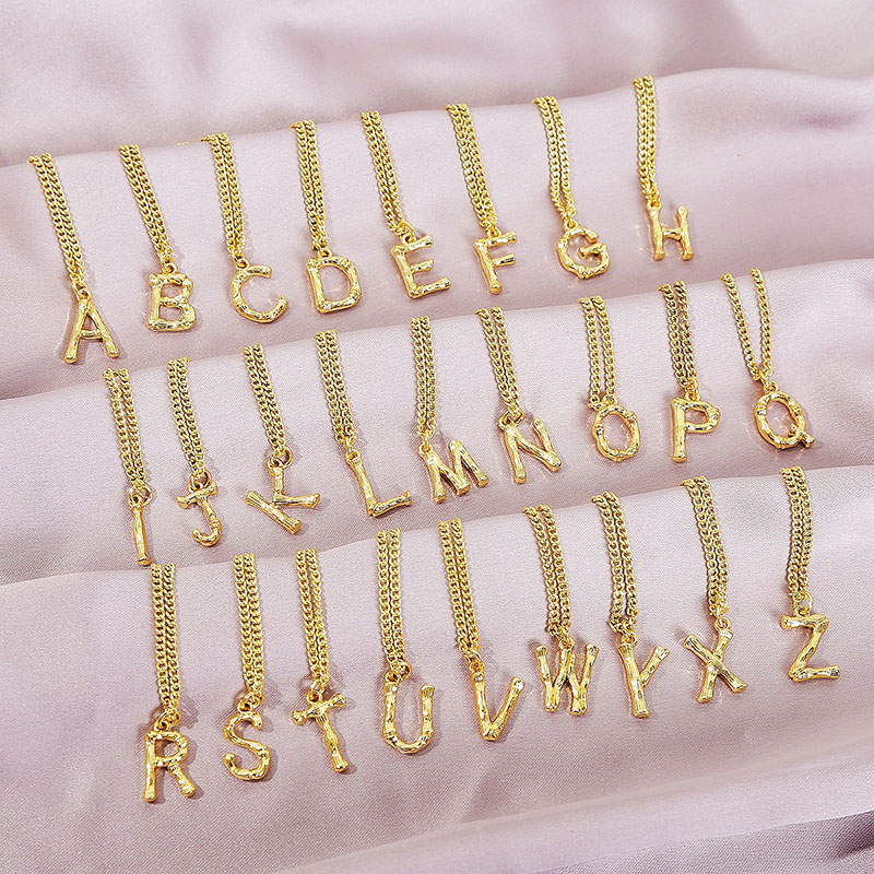 Wholesale Bamboo Pendant Collarbone Chain 26 English Letters Necklace