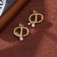 Pearl Earrings Letters 18k Personalized Simple Earrings	 Vendors
