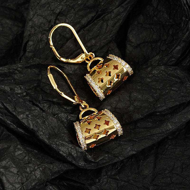 French Earrings Gold Bag Earrings Buckle	 Distributor