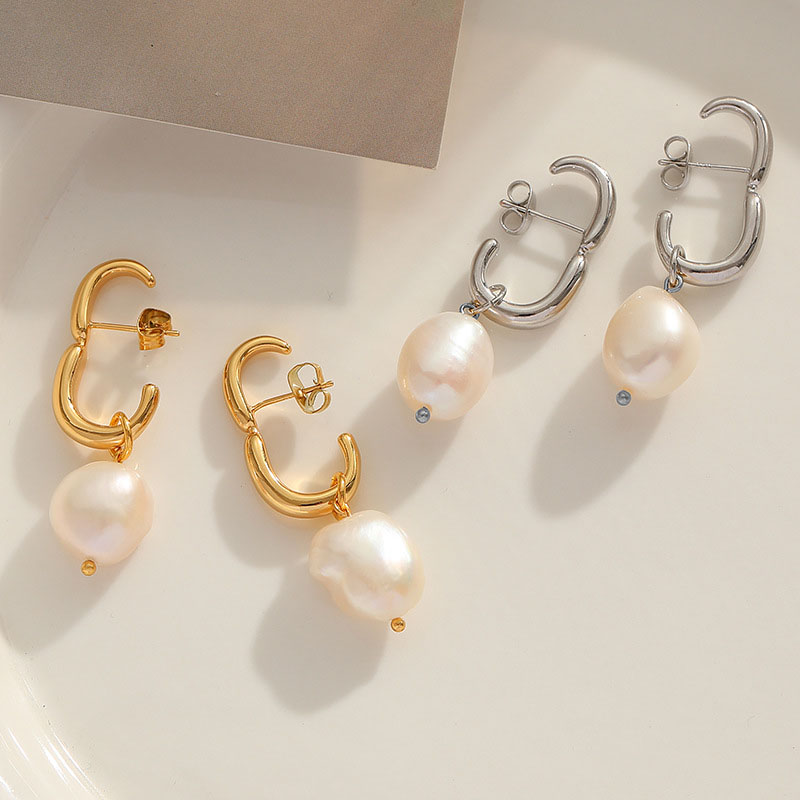 Natural Pearl Earrings Fashion Personalized Simple Earrings	 Distributor