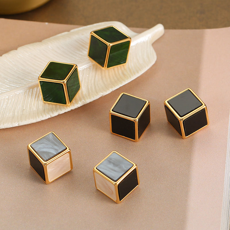 Geometric Earrings Korean Fashion Square Green Earrings	 Distributor