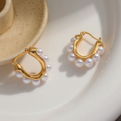 Pearl Earrings Vintage Circle 18k Simple Fashion Earrings Buckle	 Distributor