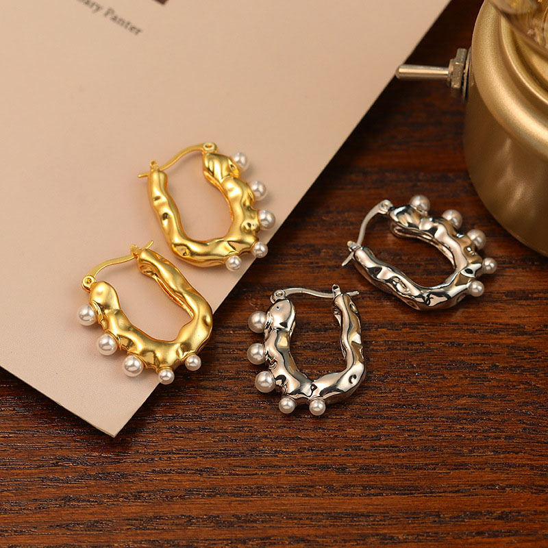 Pearl Earrings French Vintage U-shaped 18k Earrings Buckle	 Distributor