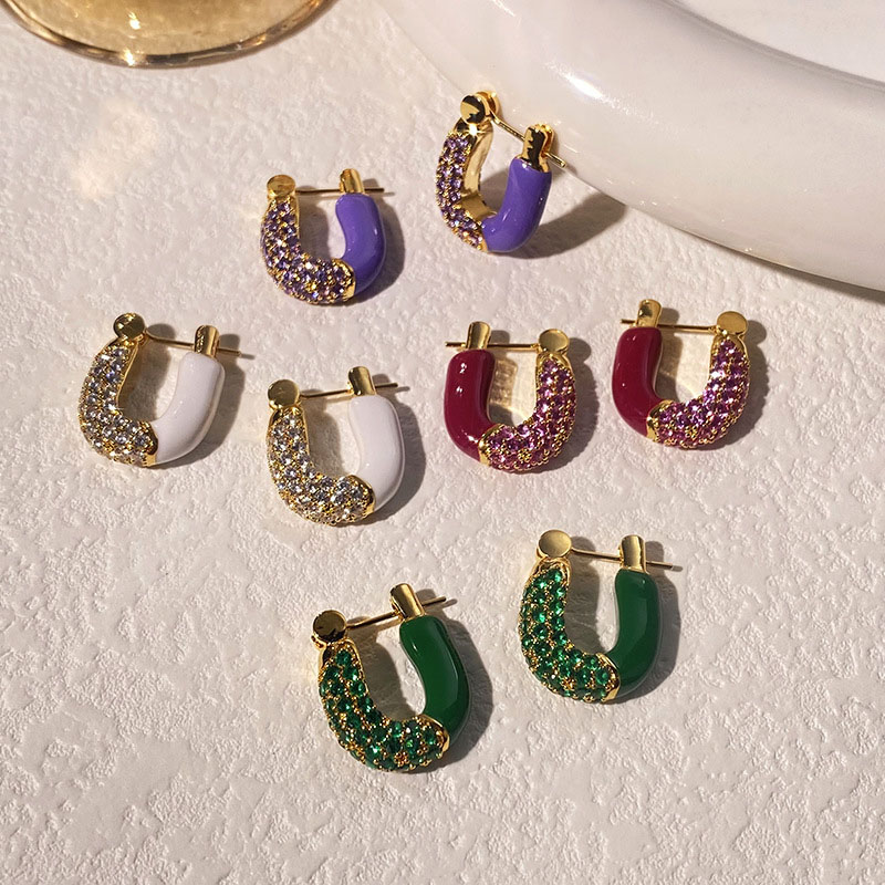 U-shaped Earrings Oil Dripping Zirconia Earrings Buckle Fashion Earrings	 Manufacturer