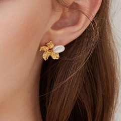 Baroque Pearl Flower Earrings 925 Silver Pin French Earrings	 Supplier