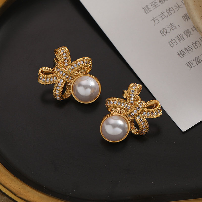 Bow Pearl Earrings French Vintage Earrings	 Supplier