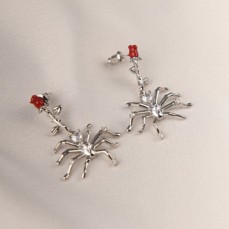 Red Rose Spider Stud Earrings	 Supplier