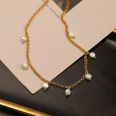 Natural Pearl Necklace Fashion Sweater Chain 18k Gold Clavicle Chain	 Manufacturer