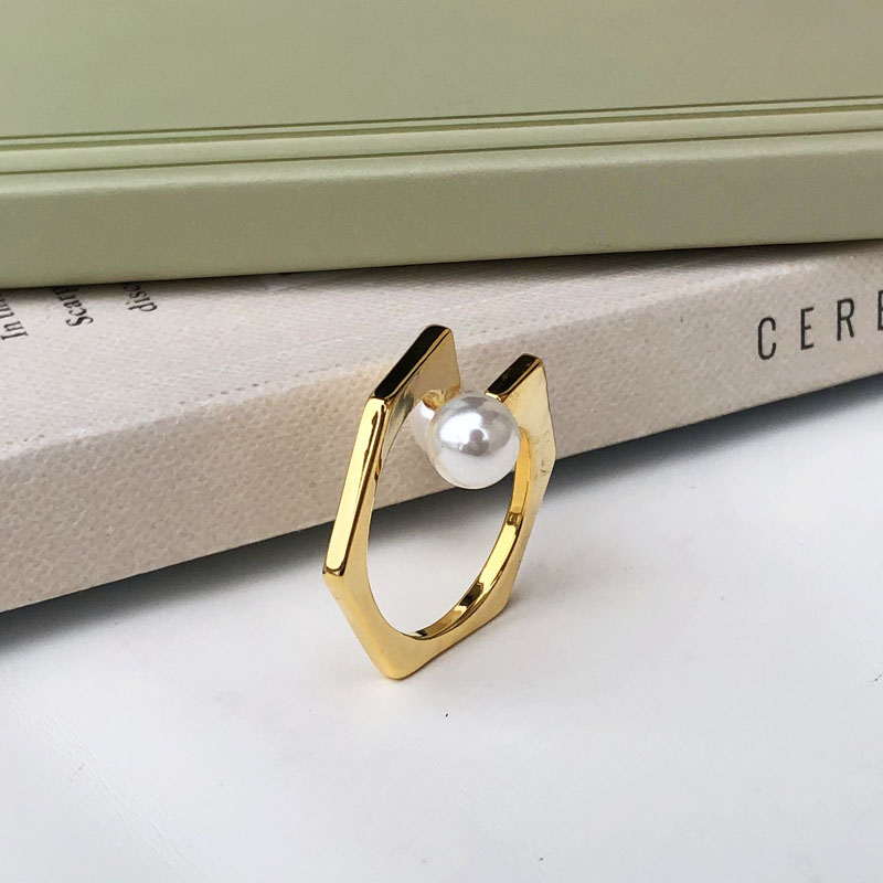 Pearl Irregular Polygonal Opening Adjustable Ring	 Vendors