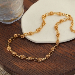 Hip Hop 18k Gold Knotted Sweater Chain Fashion Collarbone Chain Necklace	 Distributor