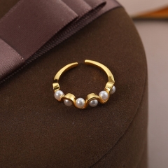 Pearl Personality Opening French Simple Fashion Ring	 Distributor