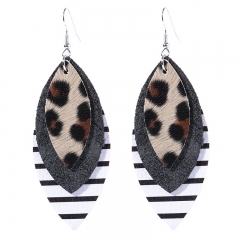 Wholesale Teardrop Leopard Print Sunflower Lamb Cartoon Leather Earrings