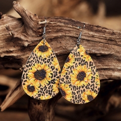 Wholesale Colorful Wings Gradient Color Leather Drop Double-sided Printed Color Earrings