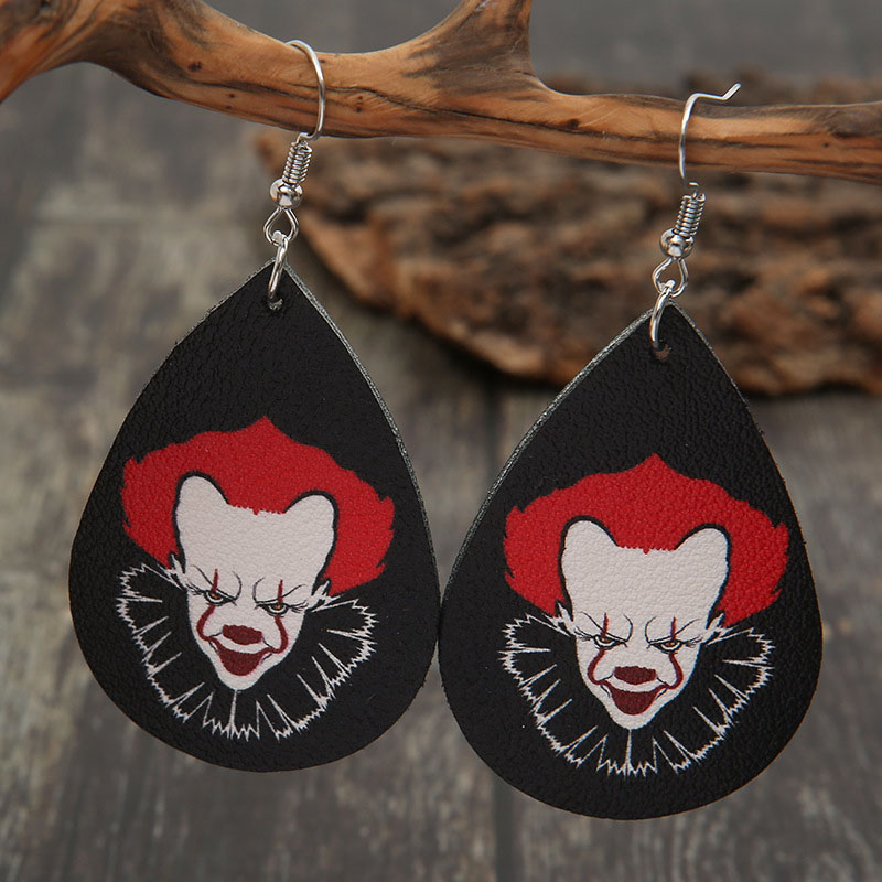 Funny Redhead Clown Horror Halloween Drop Leather Earrings