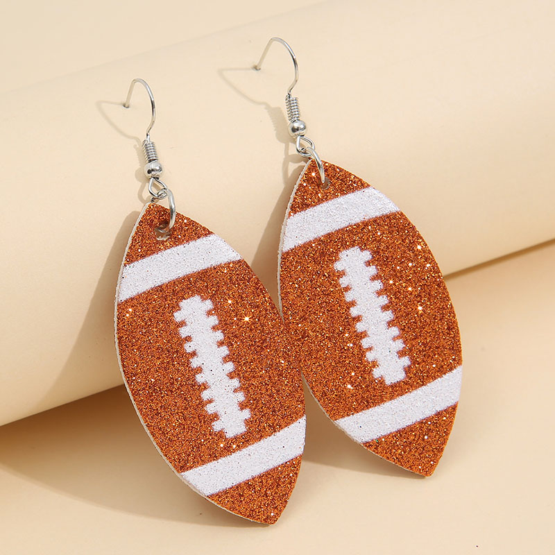 Ball Rugby Sequin Glitter Ball Colorful Leather Earrings