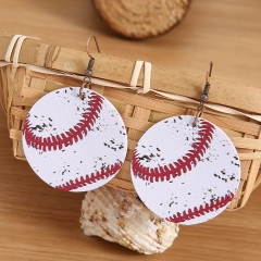 Baseball Basketball Soccer Volleyball Vintage Do-over Spherical Leather Earrings