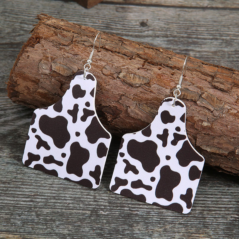 Exaggerated Ranch Cow Leather Earrings