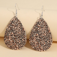 Vintage Two-color Leopard Print Mixed With Exaggerated Leather Earrings