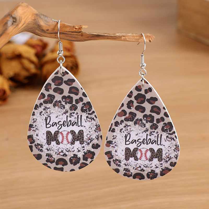 Vintage Ball Made Old Baseball Letters Double-sided Printed Pu Earrings