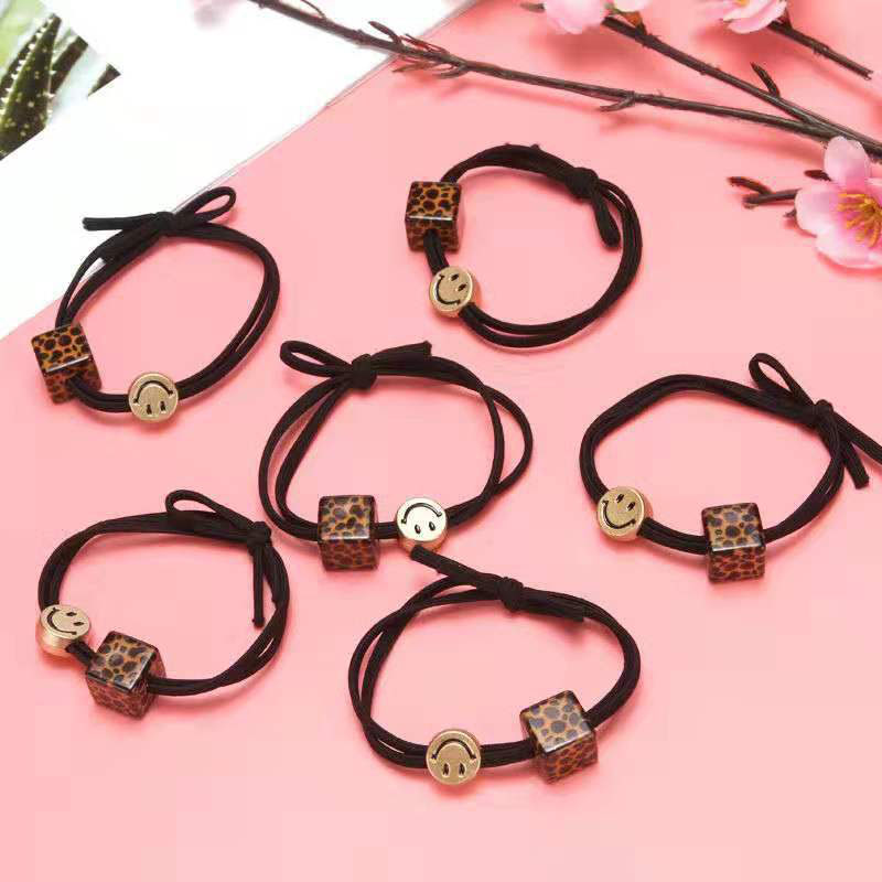 Wholesale Leopard Smiley Face Korean Version Of The Head Rope Leather Band