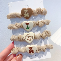 Korean Love Cream Color Tie Hair Cute Bear Solid Color Head Rope Supplier