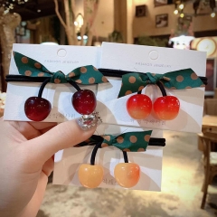 Wholesale Cute Cherry Bow Rubber Band Japanese And Korean Hair Band