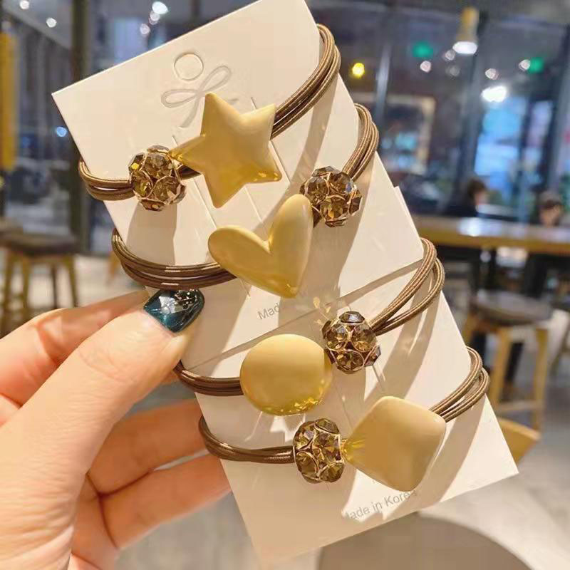 Wholesale Korean Head Rope Geometric Love Crystal Hair Band Leather Band