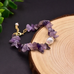 Wholesale Natural Pearl Amethyst Vintage Bracelet
